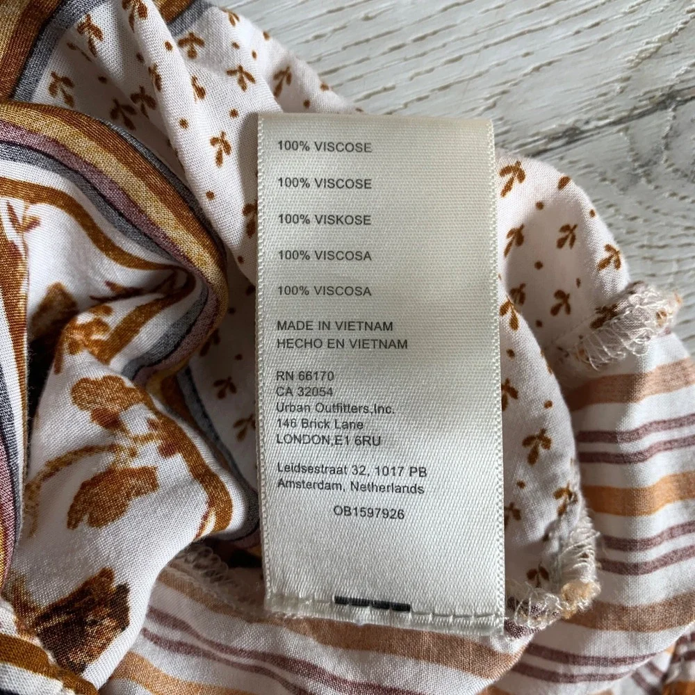 Free‎ People Hazel Patchwork Button Down Blouse in Tea Combo Size M